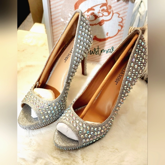 Thalia Sodi "Landon" silver lurex Stilettos NWB sz. 8M - Picture 3 of 6